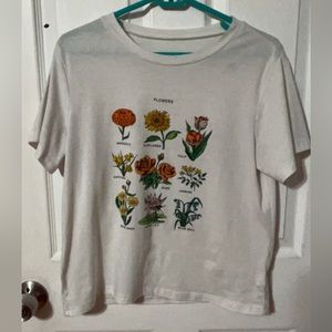 white tshirt with flowers